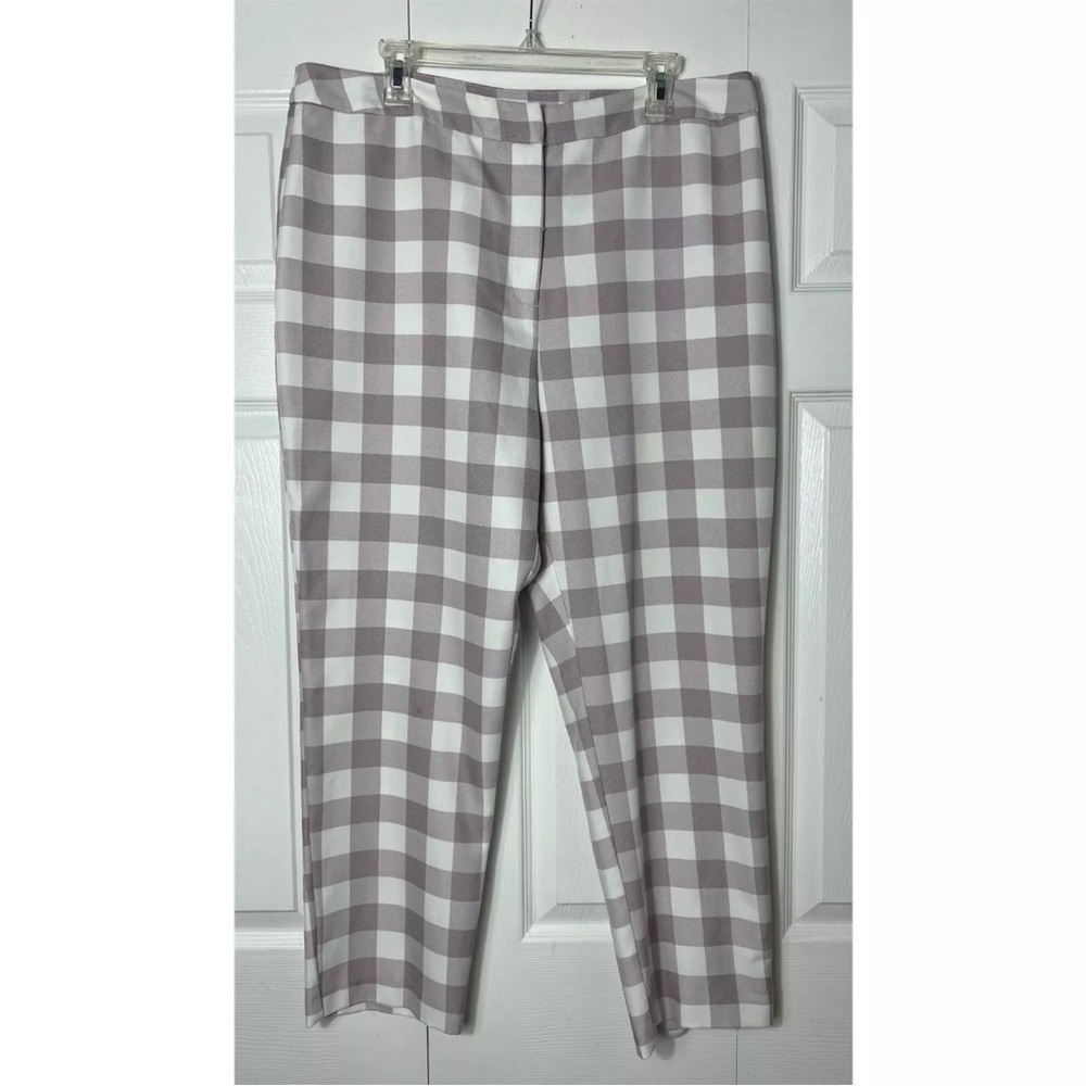 ASOS Pink White Gingham Plaid Slim Tailored Trousers Pants Size 14 - Picture 4 of 7